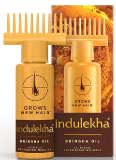 Bringha Ayurvedic Hair Oil 100 ml Hair Fall Control and Hair Growth with Bhringraj and Coconut Oil - Comb Applicator Bottle for Men and Women