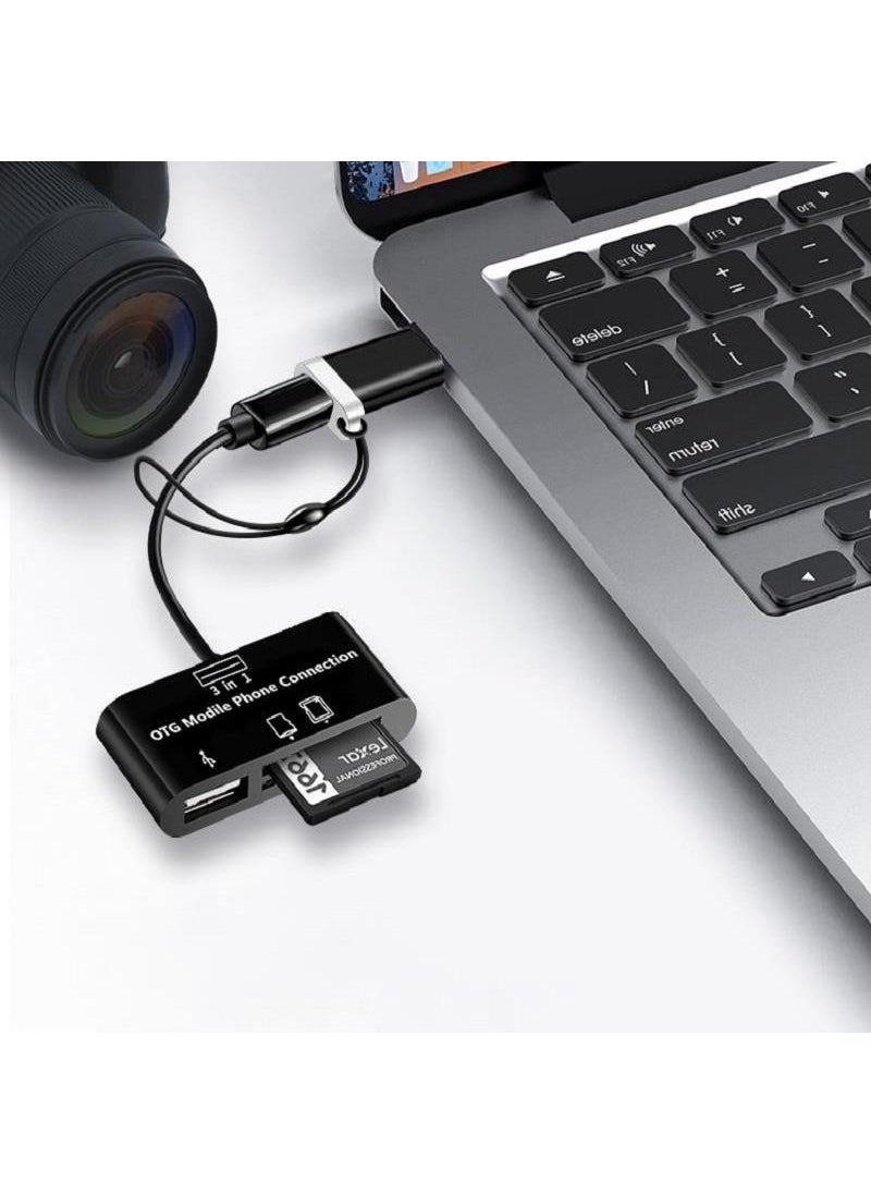 Temiz Pazar - Clean Market Type-C Micro USB 3in1 SD Micrsd Card Reader OTG Converter Cable - Image 1