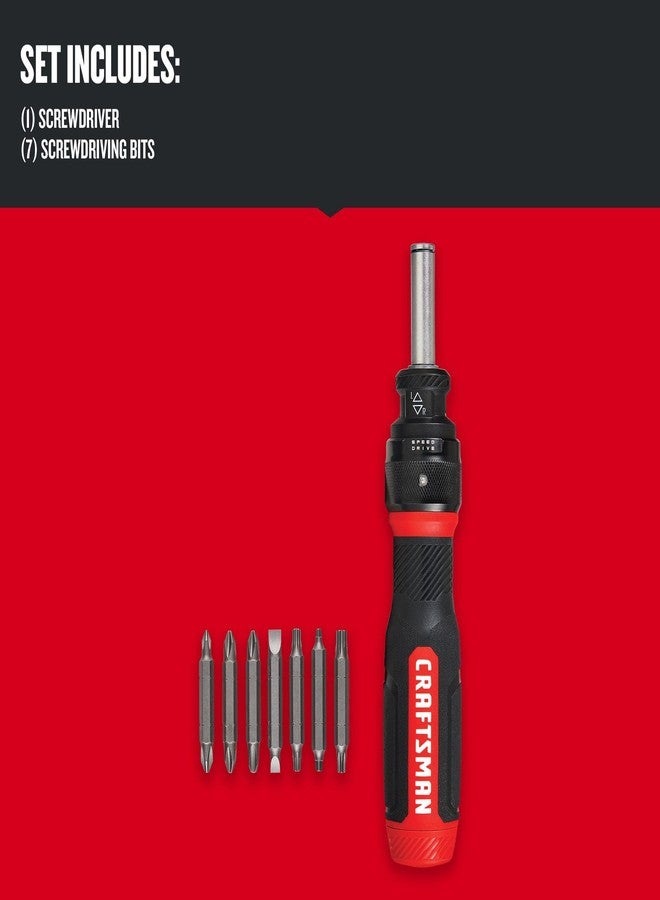 CRAFTSMAN Ratcheting Screwdriver, SpeedDrive, 2” Double Ended Bits Included, Handle Holds Up To 6 Bits (CMHT68129) - Image 2