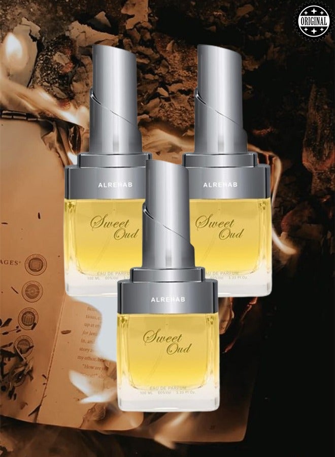 Alrehab 3 Pieces Sweet Oud Perfume 100ml EDP - Image 1