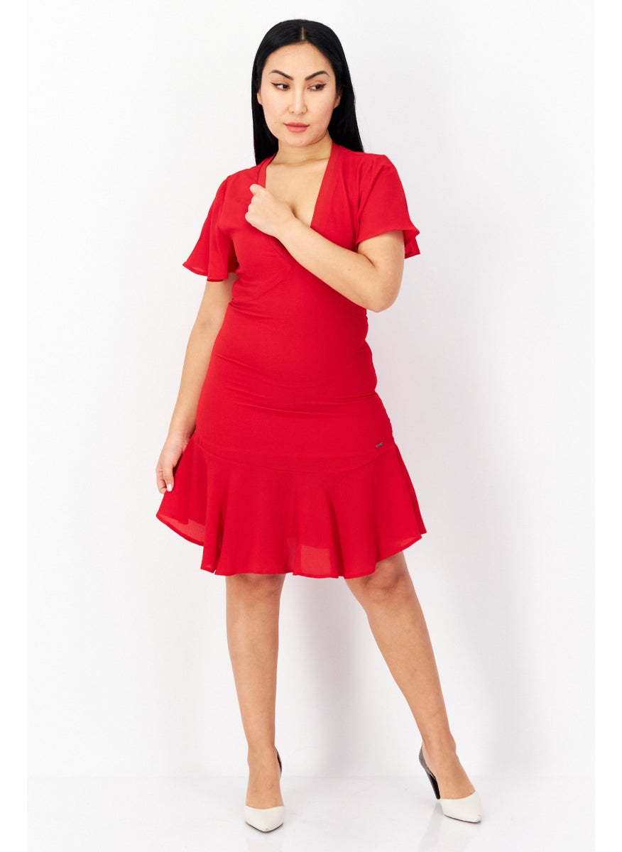 Pepe Jeans Women Plain Mini Dress, Red  - Image 2