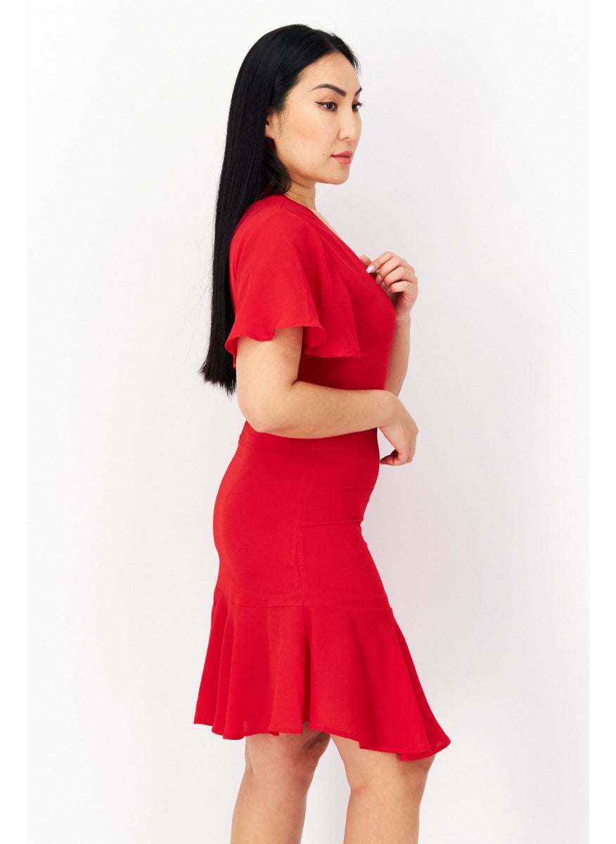Pepe Jeans Women Plain Mini Dress, Red  - Image 4
