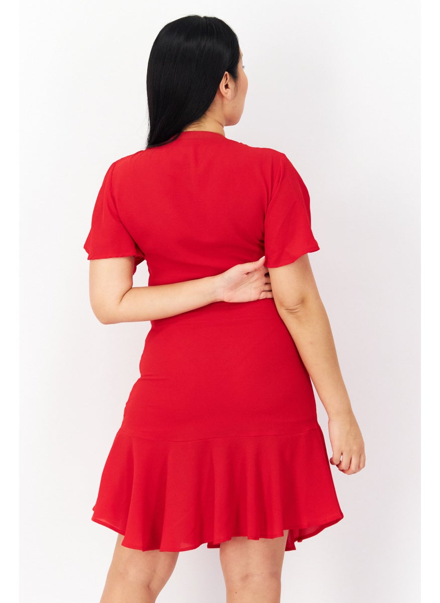 Pepe Jeans Women Plain Mini Dress, Red  - Image 3