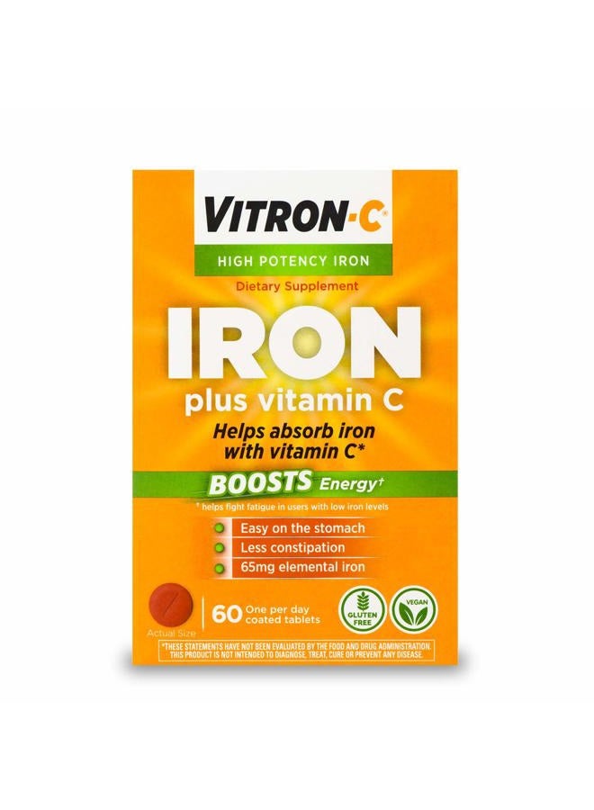 Vitron-C High Potency Iron Supplement with 125 mg Vitamin C, 60 Count - Image 1