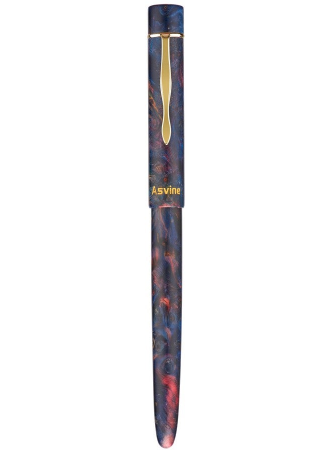 Asvine Stabilized Wood Fountain Pen C2000 Number 8 Extra Fine Nib Large Handcraft Unique Pattern Pen with Converter Pen Box Collection Set- Sunset - Image 2