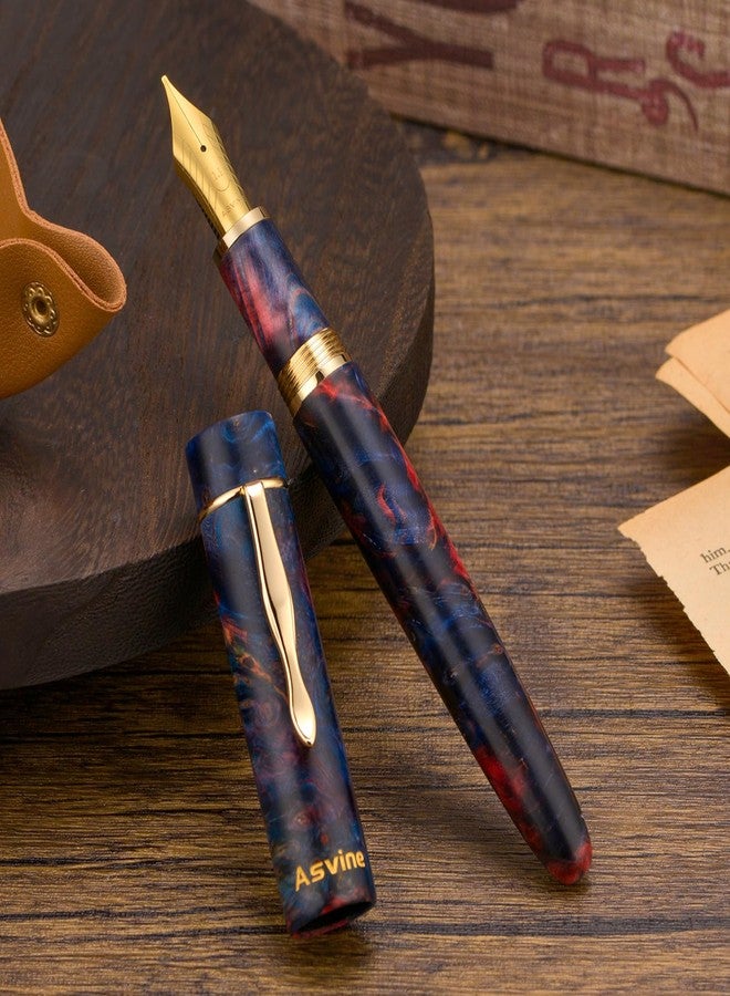 Asvine Stabilized Wood Fountain Pen C2000 Number 8 Extra Fine Nib Large Handcraft Unique Pattern Pen with Converter Pen Box Collection Set- Sunset - Image 4