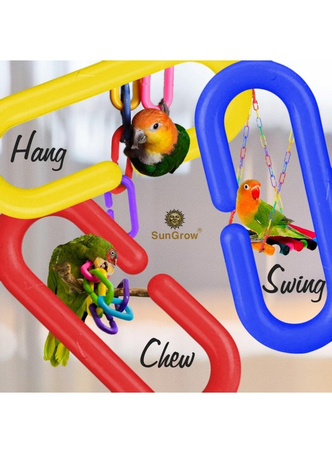 SunGrow Rainbow C-Clips Plastic Chain Links, Bird Swing & Climbing Chain Cage Toy Clips & Hooks, DIY Kids Learning Toys for Classroom, Suitable for Sugar Glider, Rat, Parrot, Bird - Image 3
