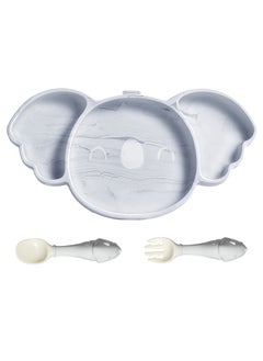Babycare Babycare - Silicone Divided Plate Set, Elephant Design, Monin Blue, BPA-Free, Non-Toxic, Safe for Babies, Easy to Clean, Durable Plate, Divided Sections, Non-Slip Base, Ideal for Toddlers and Infants  - Image 1