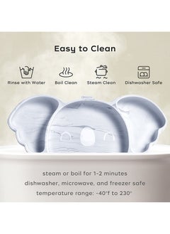 Babycare Babycare - Silicone Divided Plate Set, Elephant Design, Monin Blue, BPA-Free, Non-Toxic, Safe for Babies, Easy to Clean, Durable Plate, Divided Sections, Non-Slip Base, Ideal for Toddlers and Infants  - Image 2