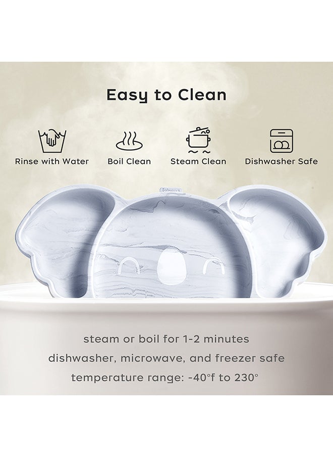 Babycare - Babycare - Silicone Divided Plate Set, Elephant Design, Monin Blue, BPA-Free, Non-Toxic, Safe for Babies, Easy to Clean, Durable Plate, Divided Sections, Non-Slip Base, Ideal for Toddlers and Infants - Image 1