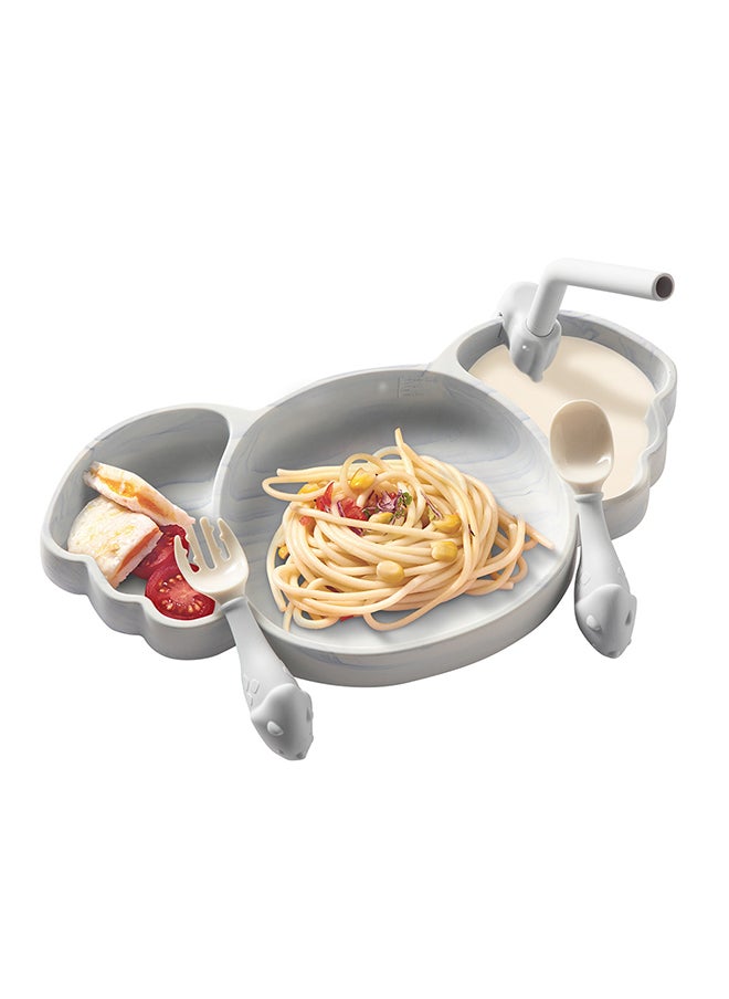 Babycare - Babycare - Silicone Divided Plate Set, Elephant Design, Monin Blue, BPA-Free, Non-Toxic, Safe for Babies, Easy to Clean, Durable Plate, Divided Sections, Non-Slip Base, Ideal for Toddlers and Infants - Image 1