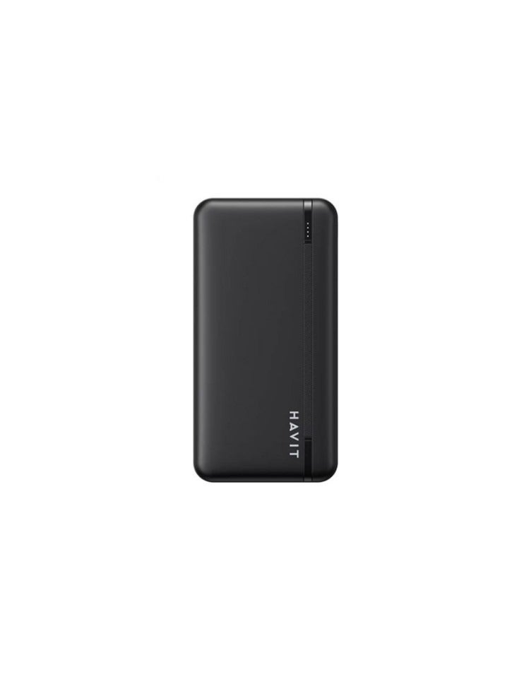 هافيت بنك طاقة هافيت PB90 بسعة 10000 مللي أمبير/ساعة بتقنية PD بقوة 20 وات ومنفذي USB-A بقوة 22.5 وات، أسود