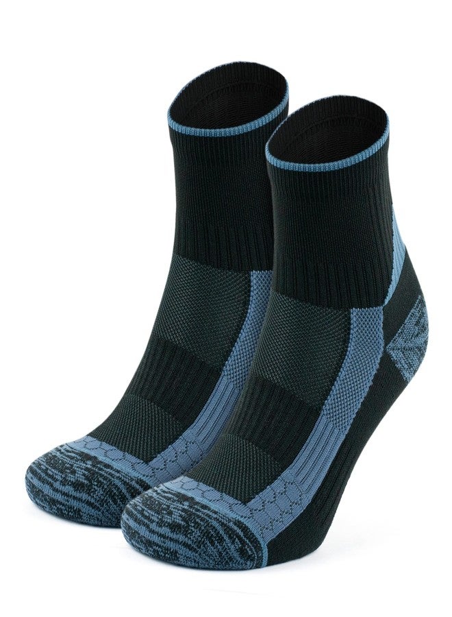 GoWith Unisex Athletic Fit Running Socks, Anti-Blister Cushioned Performance Socks, Seamless Padded Workout Socks, 2 Pairs, Black-Jeans, Large, M 3593 - Image 1