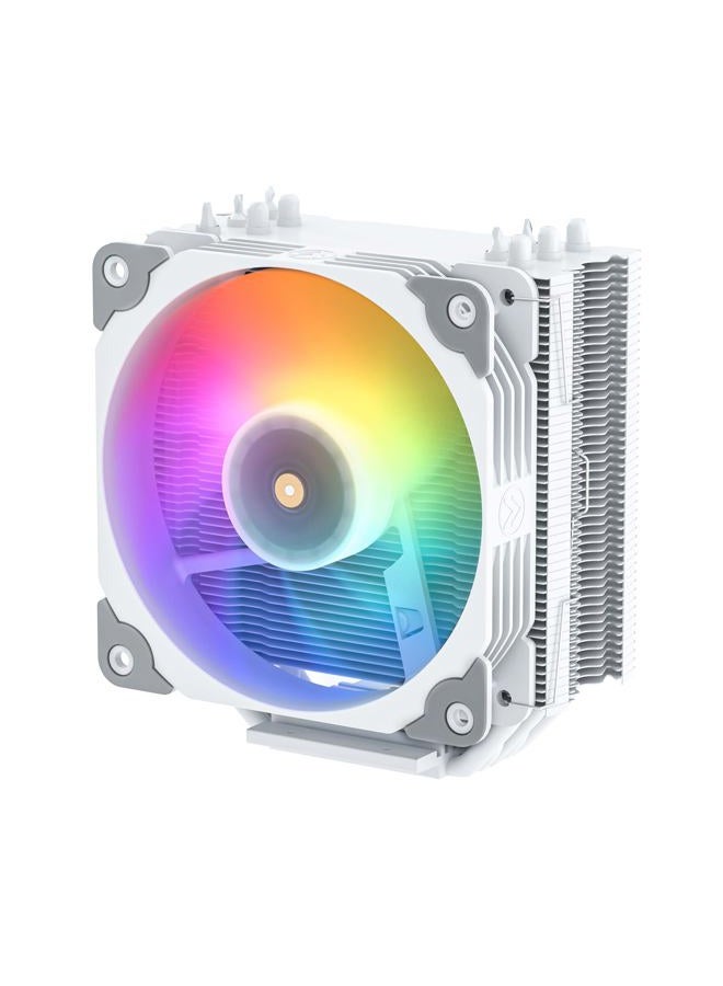 Vetroo V5 White CPU Air Cooler w/ 5 Heat Pipes 120mm PWM Processor Cooler for Intel LGA 1700/1200/115X AMD Ryzen AM4 w/Addressable RGB Lighting Sync - Image 1