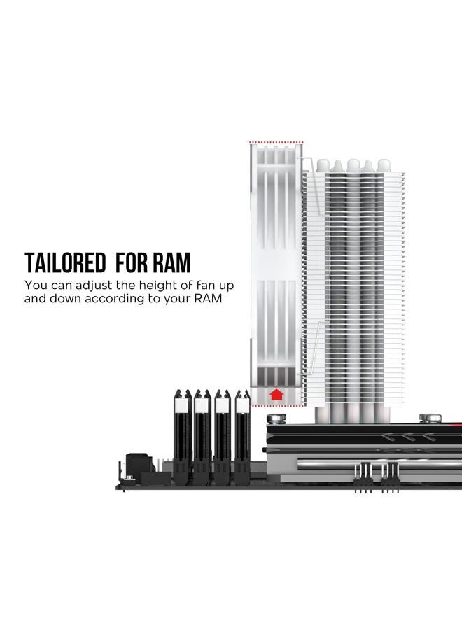 Vetroo V5 White CPU Air Cooler w/ 5 Heat Pipes 120mm PWM Processor Cooler for Intel LGA 1700/1200/115X AMD Ryzen AM4 w/Addressable RGB Lighting Sync - Image 2