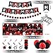 IHEPYQ Red Black Birthday Decorations Happy Birthday Banner Backdrop Balloons Honeycomb Balls Star Foil Balloons Stars Hanging Swirls Cake Topper for Baby Boys Girl Men Women Birthday Decoration - Image 4