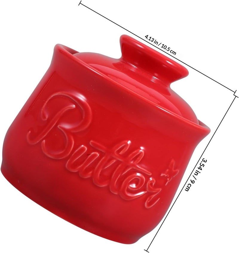 Ceramic Butter Crock with Lid Traditional Covered Butter Dish for Countertop Storage for Kitchen and Home - Image 2
