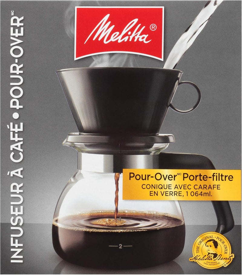 Melitta PourOver Coffee Brewer W Glass Carafe Holds 6  6 Oz Cups Black - Image 5