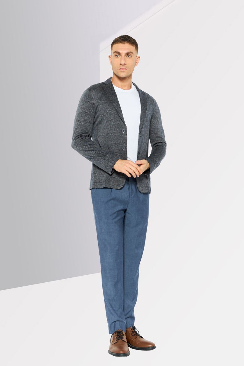 EMPORIO ARMANI Men Regular Fit Abstract Formal Blazer, Charcoal - Image 4