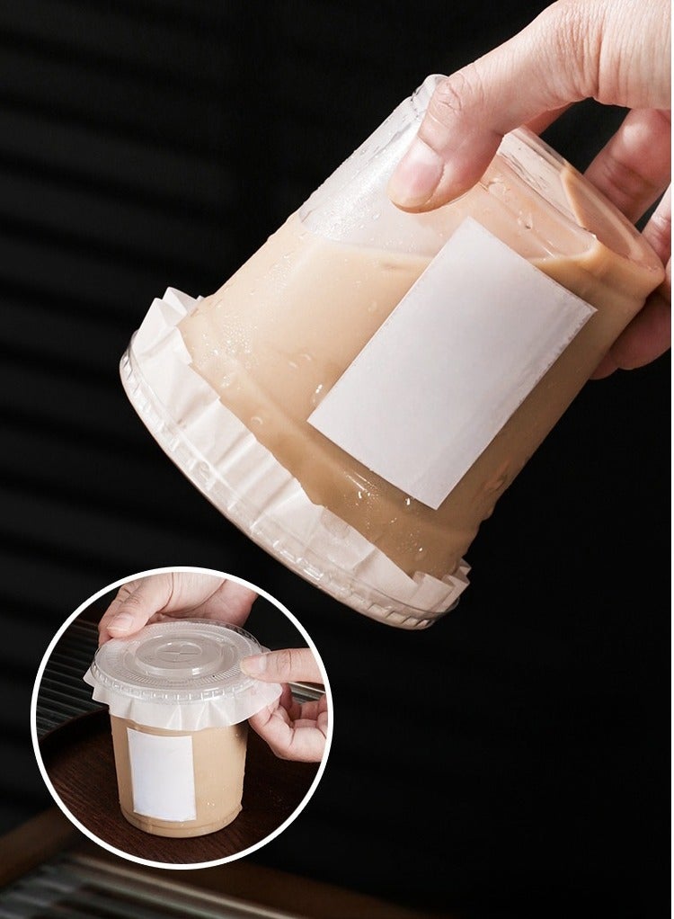 【50 Pack】 12oz Clear Plastic Cups With Flat Lids u0026 Straws - Disposable Clear Drinking Cups For Iced Coffee, Cold Drinks, Milkshakes, and Smoothies