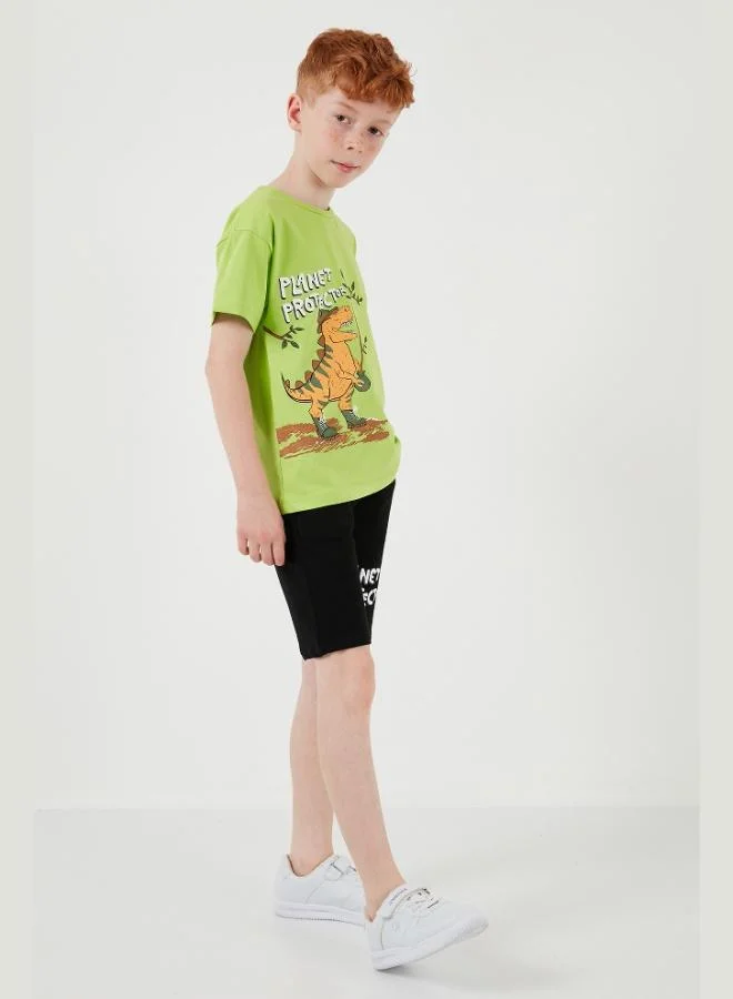 Lela Lela Cotton Regular Fit Crew Neck Shorts Bottom-Top Set Boy SET 6212009