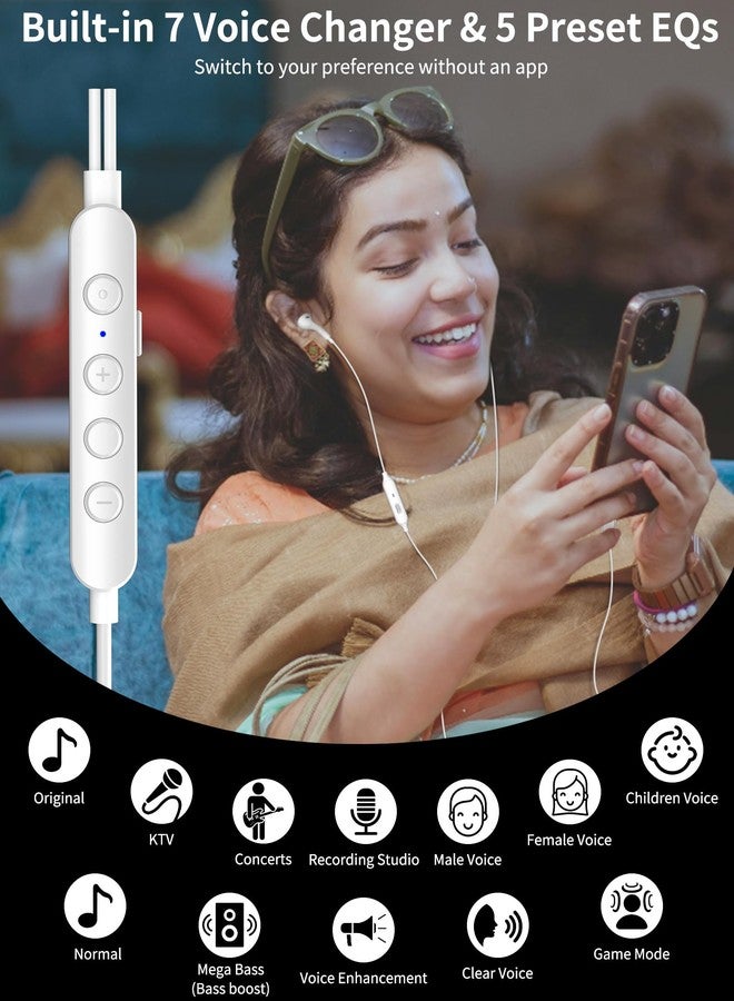 APETOO USB C Headphones with 5 Preset EQ 7 Voice Changer,Wired Earbuds Type C Earphones Noise Canceling In-Ear Headset,HD Mic,HiFi Stereo,Deep Bass,Clear Sound for Recording,Karaoke Sing,Music/Game,White - Image 3