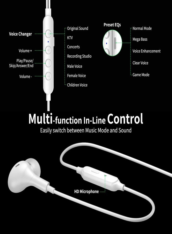 APETOO USB C Headphones with 5 Preset EQ 7 Voice Changer,Wired Earbuds Type C Earphones Noise Canceling In-Ear Headset,HD Mic,HiFi Stereo,Deep Bass,Clear Sound for Recording,Karaoke Sing,Music/Game,White - Image 4