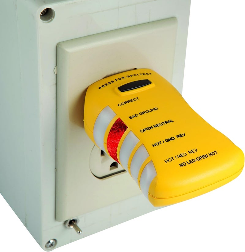 SPERRY Instruments HGT6520, Stop Shock II-Single, DIY Testing-120V AC, 3 Color LED Indicator, Comfort Grip, Patented GFCI Outlet Tester, Yellow - Image 5