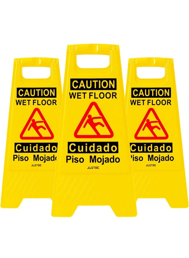 Juztec Wet Floor Sign 3 Pack Caution Wet Floor Signs Commercial For Safety Precautions ; Visible Yellow Warning Sign For Slippery Surfaces - Image 2