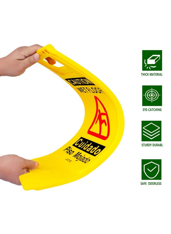 Juztec Wet Floor Sign 3 Pack Caution Wet Floor Signs Commercial For Safety Precautions ; Visible Yellow Warning Sign For Slippery Surfaces - Image 3
