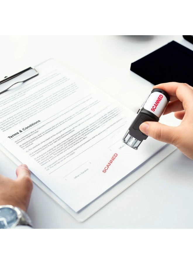 invera Self Inking Rubber Stamp, Refillable Red Ink Preinstalled - (9/16" X 1-1/2") (Scanned) - Image 5