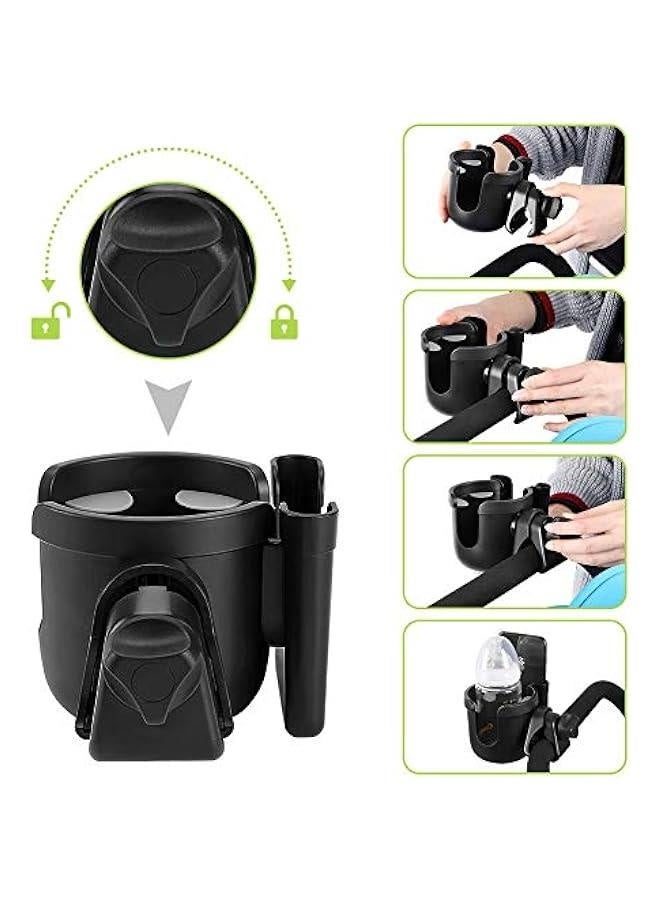 2-in-1 Walker Cup Holder with Phone Holder, Wheelchair Cup Holder, Rollator Cup Holder, Cup and Phone Holder for Walker, Wheelchair, Rollator, Mobility Scooter, Black - Image 5