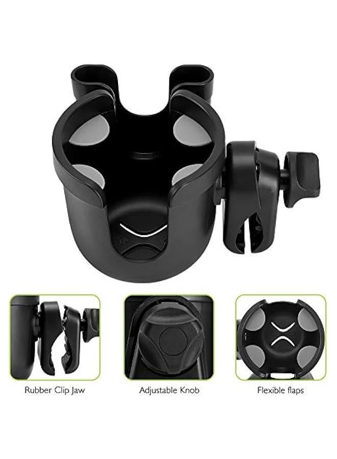2-in-1 Walker Cup Holder with Phone Holder, Wheelchair Cup Holder, Rollator Cup Holder, Cup and Phone Holder for Walker, Wheelchair, Rollator, Mobility Scooter, Black - Image 3