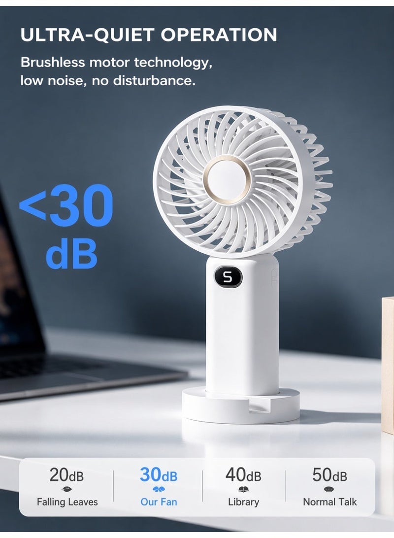 Hirospace English：Digital Display Handheld Portable Fan, 5 Speed Quiet Operation, Large Battery USB Rechargeable Mini Cooling Fan for Travel, Outdoor, Office, Ramadan Daily Use - Image 3