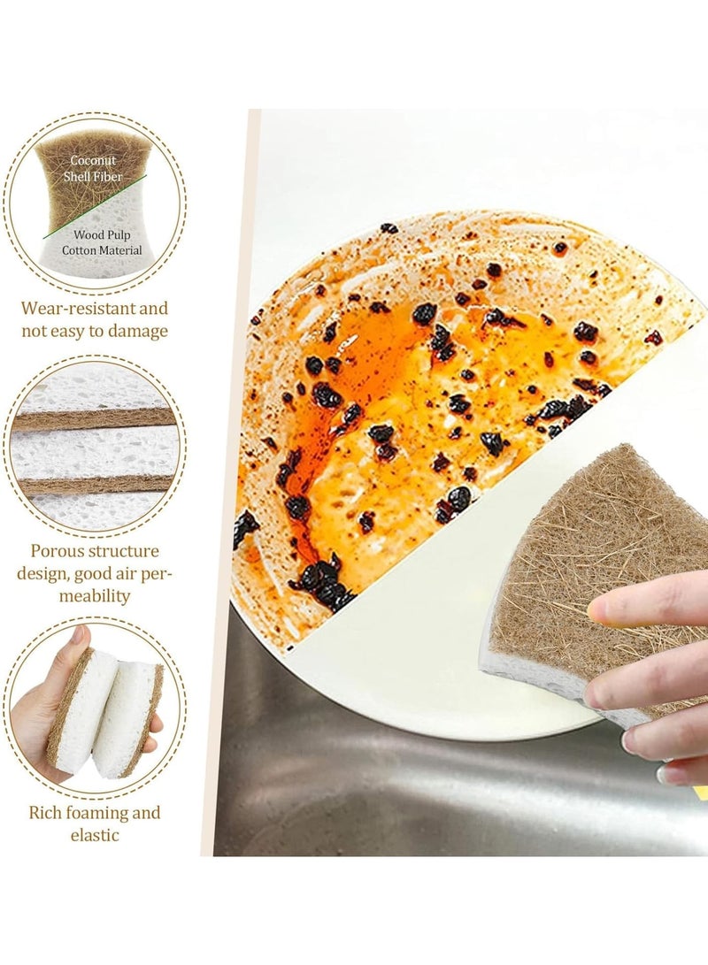 SOLARAE Natural Sponges for Dishes, Reusable & Biodegradable Sponges for Washing Dishes, Non-Scratch Scrub Sponge Pads Dual-Sided Dishwashing Sponge for Kitchen Bathroom (1, 12 Pack Brown) - Image 4