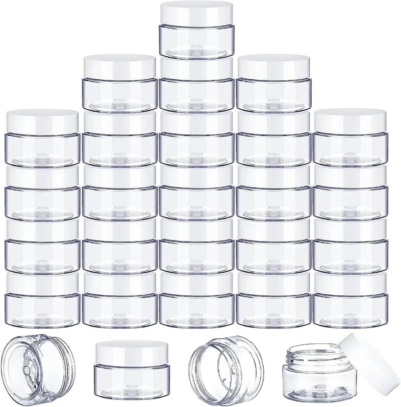 Lip Scrub Containers 50PCS 2/3/5/10/15/20ml Protable Plastic Jars with Lids Small Clear Cosmetic Containers for Lotion Cream Travel Storage(WHITE,5ml) - Image 2