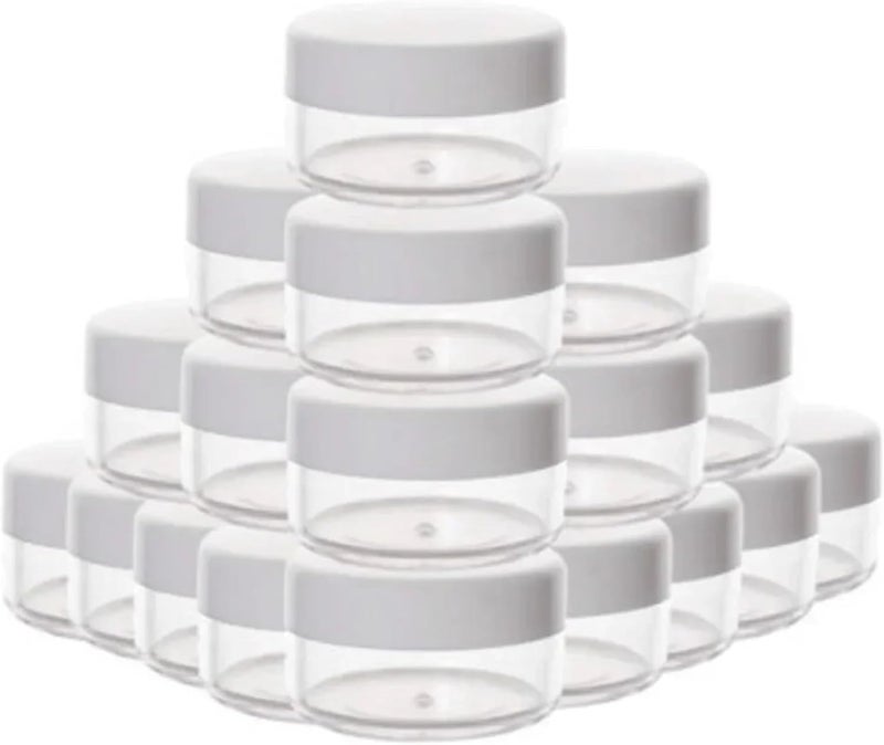Lip Scrub Containers 50PCS 2/3/5/10/15/20ml Protable Plastic Jars with Lids Small Clear Cosmetic Containers for Lotion Cream Travel Storage(WHITE,5ml) - Image 1