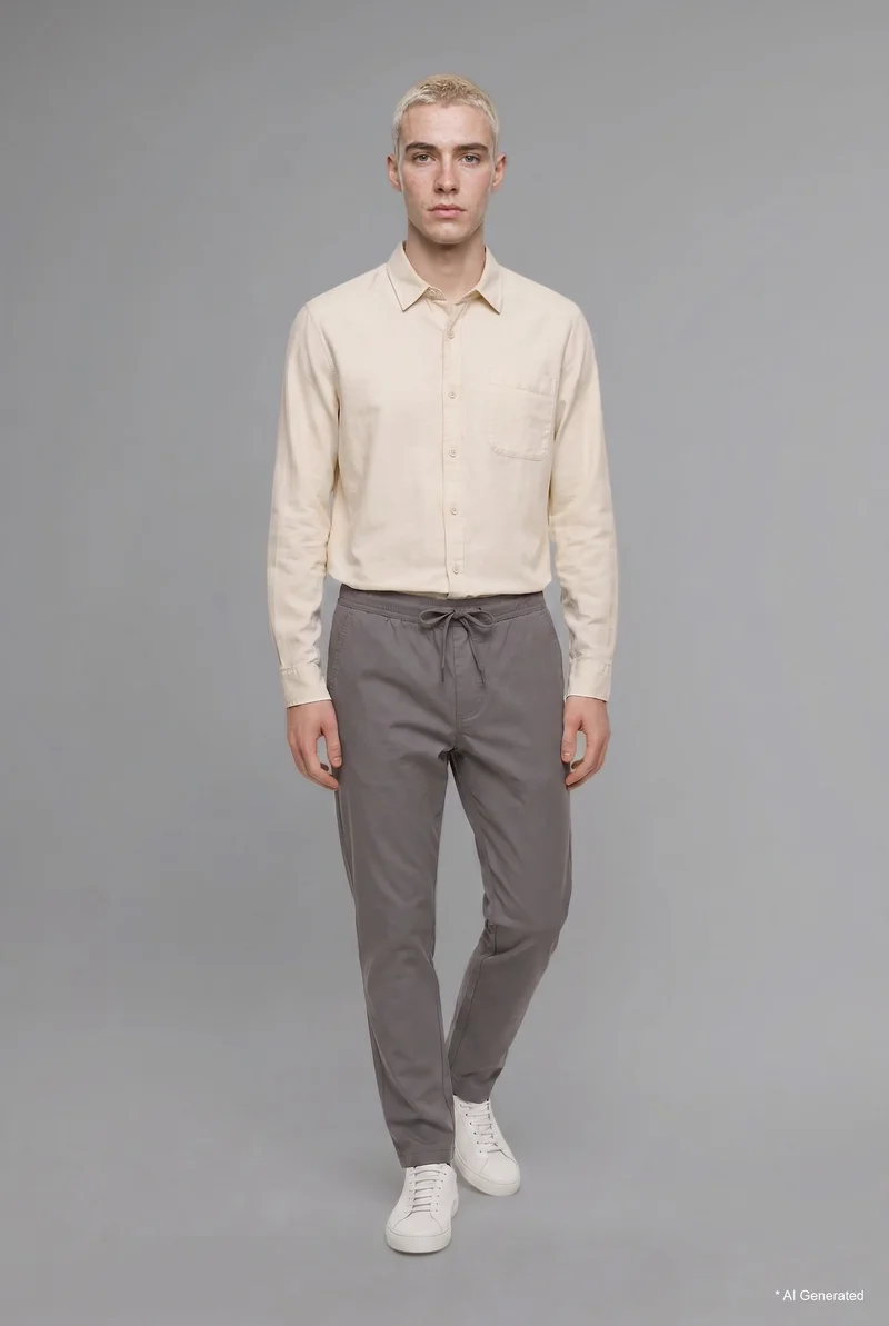 Baggy Fit Elastic Waist Trousers