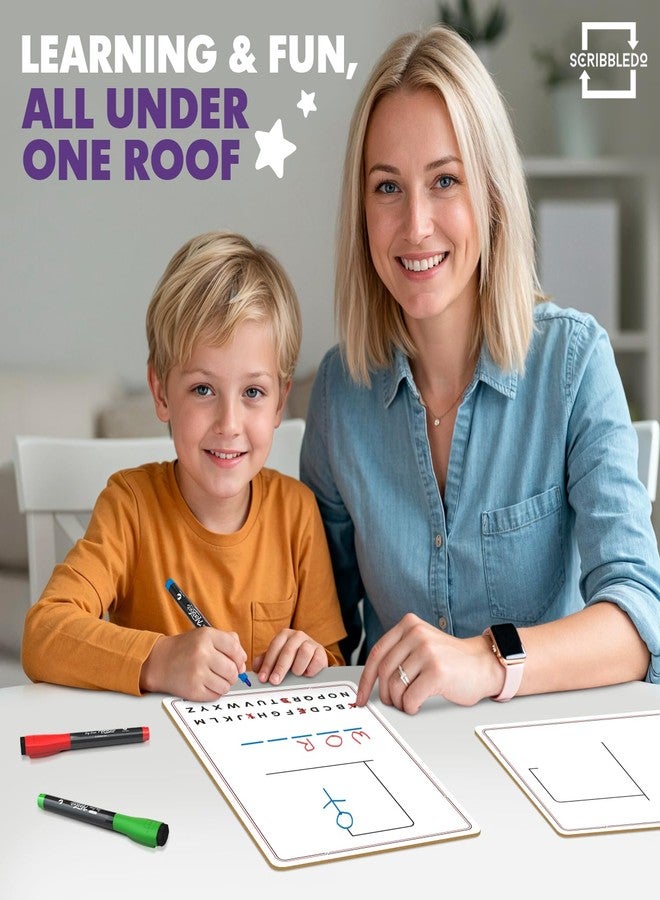 SCRIBBLEDO Hangman Board Game 9”x12 Dry Erase Double-Sided Whiteboard with Blank Writing Surface Hang Man Games Reusable Portable Erasable Hangman Game for Travel Classrooms Homeschool Family Fun - Image 3