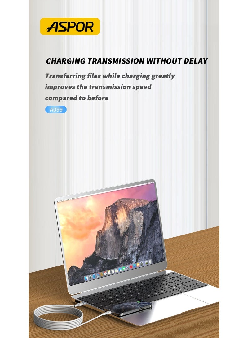 أسبور كيبل جوال USB-C إلى Lightning بقوة 27 واط, 1 متر موديل A099, أبيض - Image 4