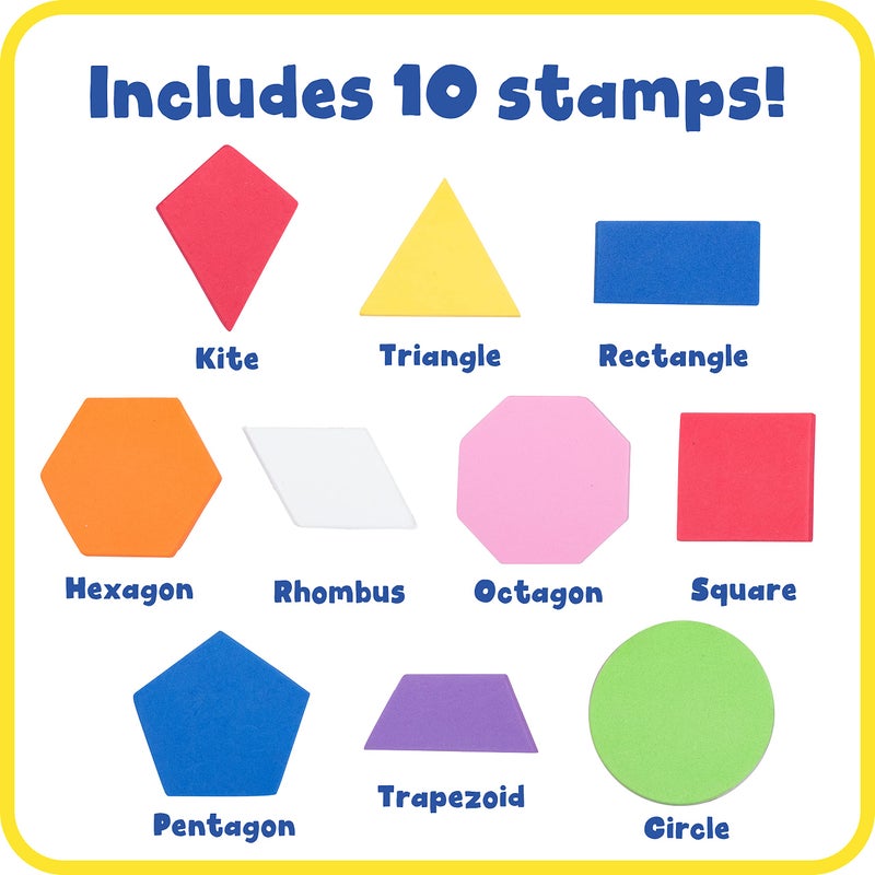 READY 2 LEARN Giant Stampers - Geometric Shapes - Filled In - Set of 10 - Easy to Hold Foam Stamps for Kids - Arts and Crafts Stamps for Displays, Posters, Signs and DIY Projects - Image 2