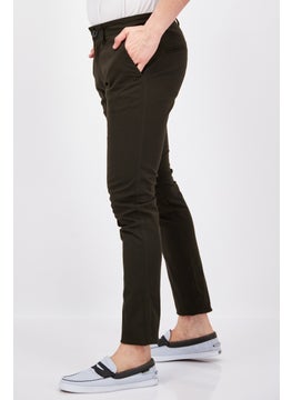 Threadbare Men Slim Fit Solid Chino Pants, Army Green  - Image 2