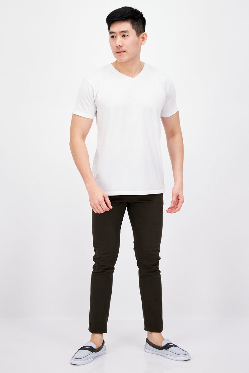 Threadbare Men Slim Fit Solid Chino Pants, Army Green - Image 3