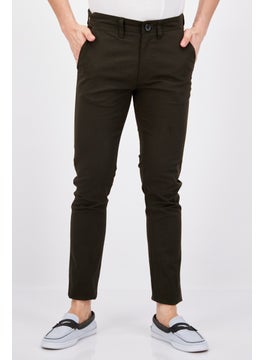 Threadbare Men Slim Fit Solid Chino Pants, Army Green  - Image 1