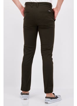 Threadbare Men Slim Fit Solid Chino Pants, Army Green  - Image 4