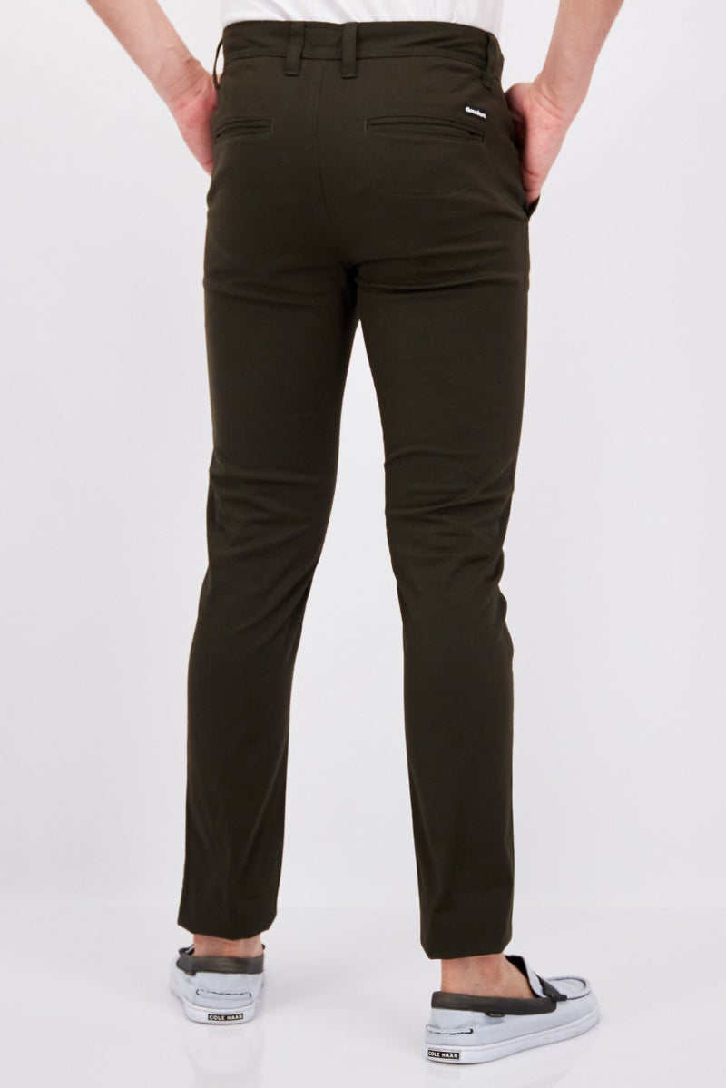 Threadbare Men Slim Fit Solid Chino Pants, Army Green - Image 4