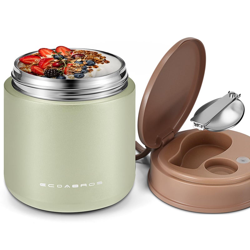 eedabros 15.2oz Kids Thermo for Hot Food â€“ Vacuum Insulated Food Jar with 316 Stainless Steel Interior, Leakproof Wide Mouth Soup Thermos for School Lunch (Green) - Image 1