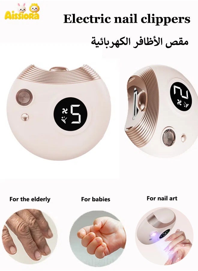 آيسيورا قصاصة اظافر كهربائية مقصات أظافر كهربائية تلميع الأظافر أوتوماتيكيًا بالكامل مقص أظافر الأطفال مقص أظافر لكبار السن أداة أظافر ذكية مع الضوء الأرجواني منع الإصابة العرضية  - Image 1