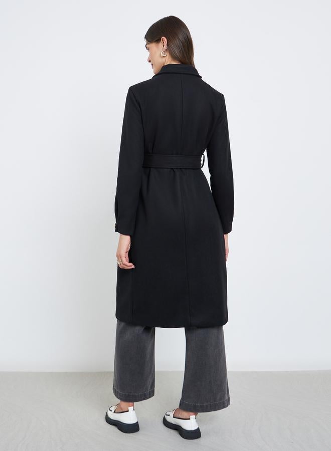 ستايلي معطف بطول الركبة بتفاصيل حزام خصر - Image 4