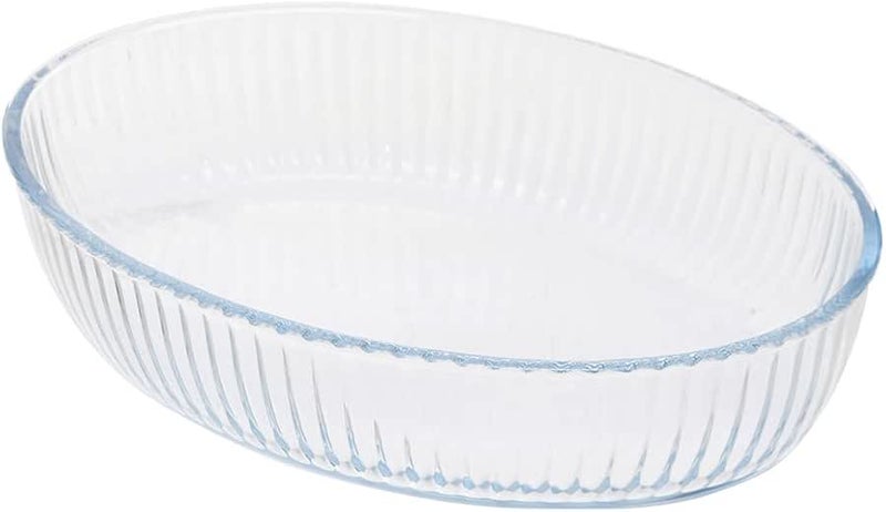 BRO ART Oven Glass Oval Tray / 1.55 Liter Capacity/Elegant design, Trusted Brand, Attractive shape